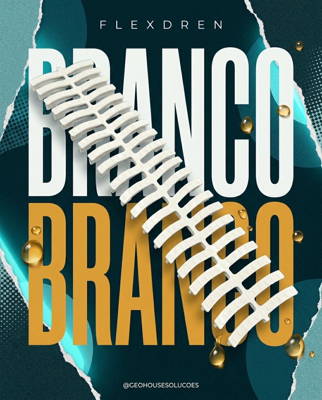 Arte da grelha FlexDren branca — módulo de 50 cm em destaque