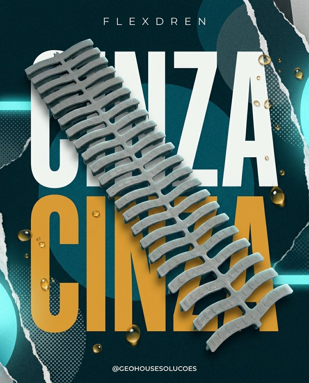 Arte da grelha FlexDren cinza — módulo de 50 cm em destaque